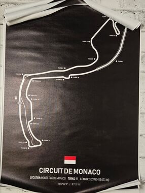 F1 Circuit Posters Monaco Suzuka Monza Track Maps 3PC Set